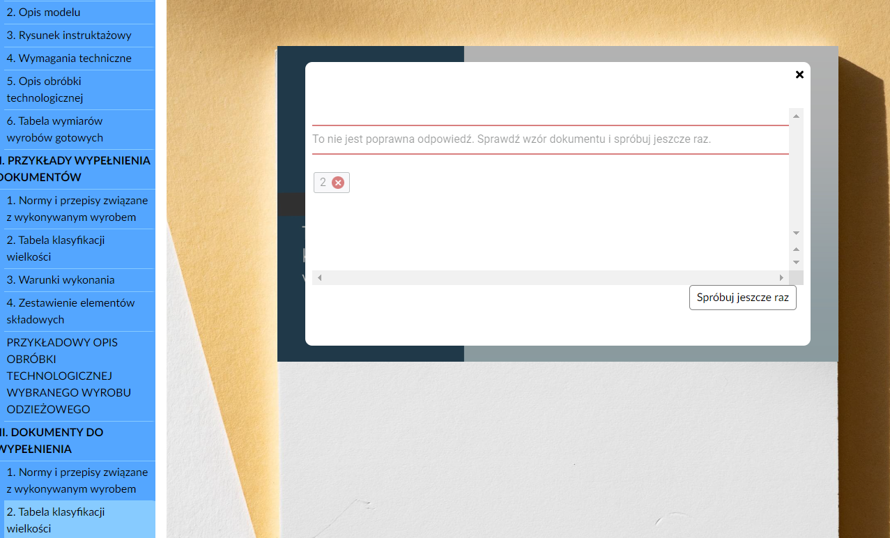 Okno informacji zwrotnej