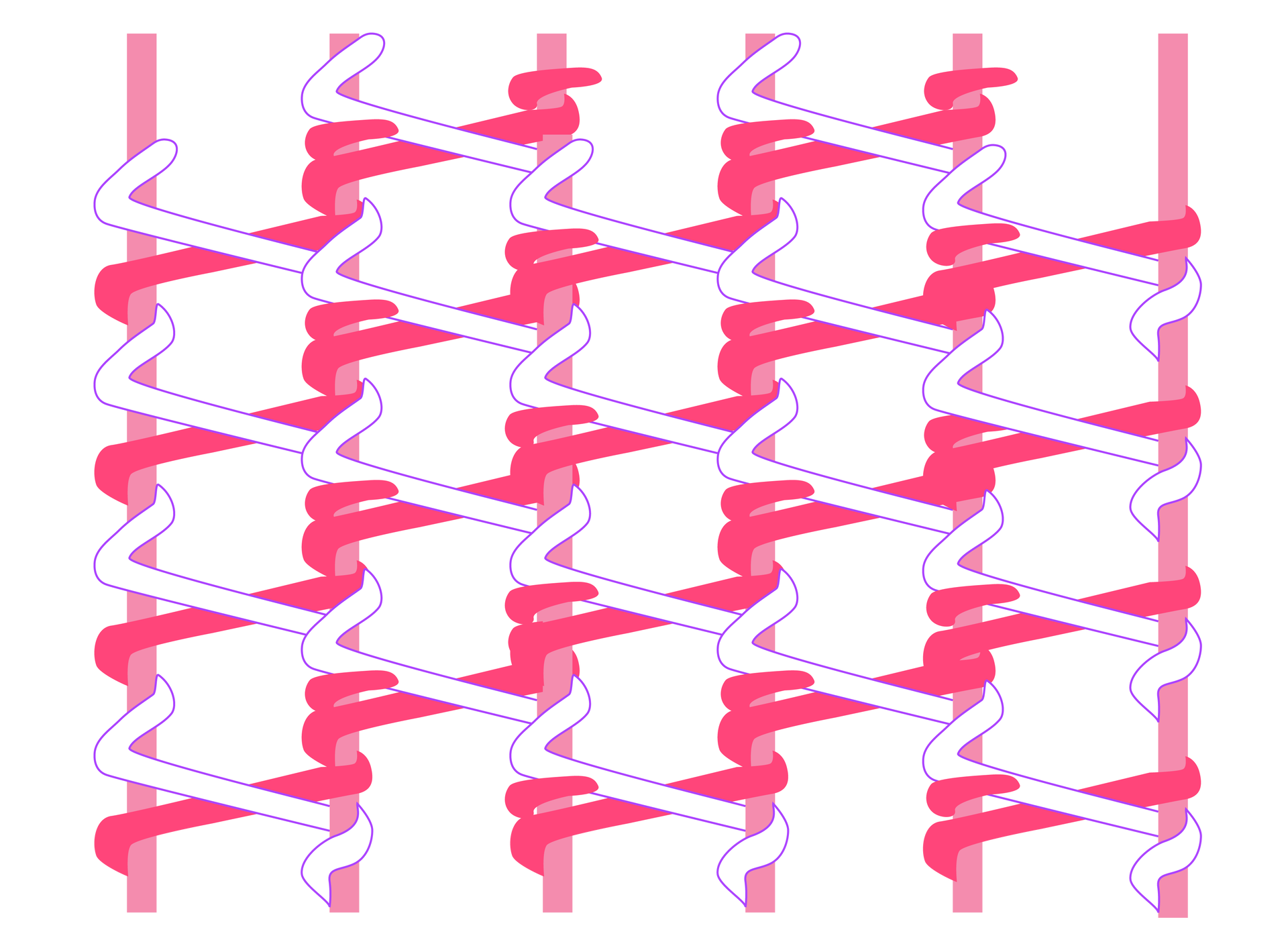 Grafika przedstawia schemat powstawania tiulu. Nitki oznaczone są różnymi kolorami.Nagranie tożsame z treścią.