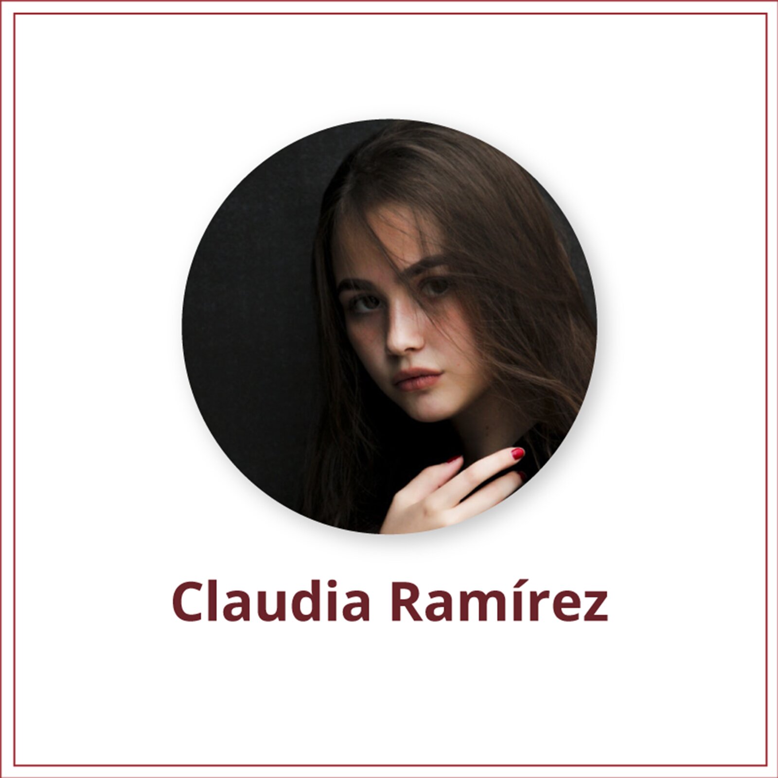 Ilustracja przedstawia młodą kobietę w długich brązowych włosach. Zdjęcie podpisane jest Claudia Ramírez.