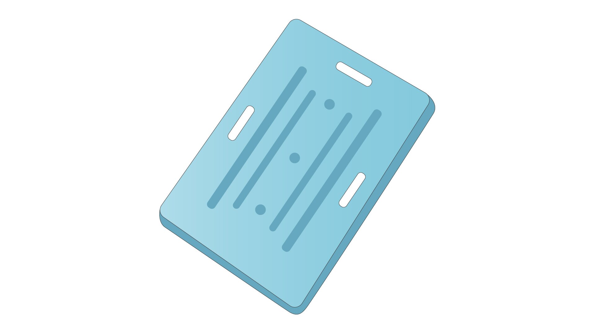 Grafika przedstawia poglądowo płytę eutektyczną. W centralnej części ustawiony pod skosem prostokąt z trzema białymi podłużnymi prostokątami wewnątrz i czterema liniami. W środku trzy koła.