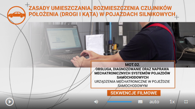 Wygląd ekranu początkowego filmu. U góry znajduje się tytuł lekcji, poniżej grafika z nią powiązana, kategoria lekcji i zakres materiału.