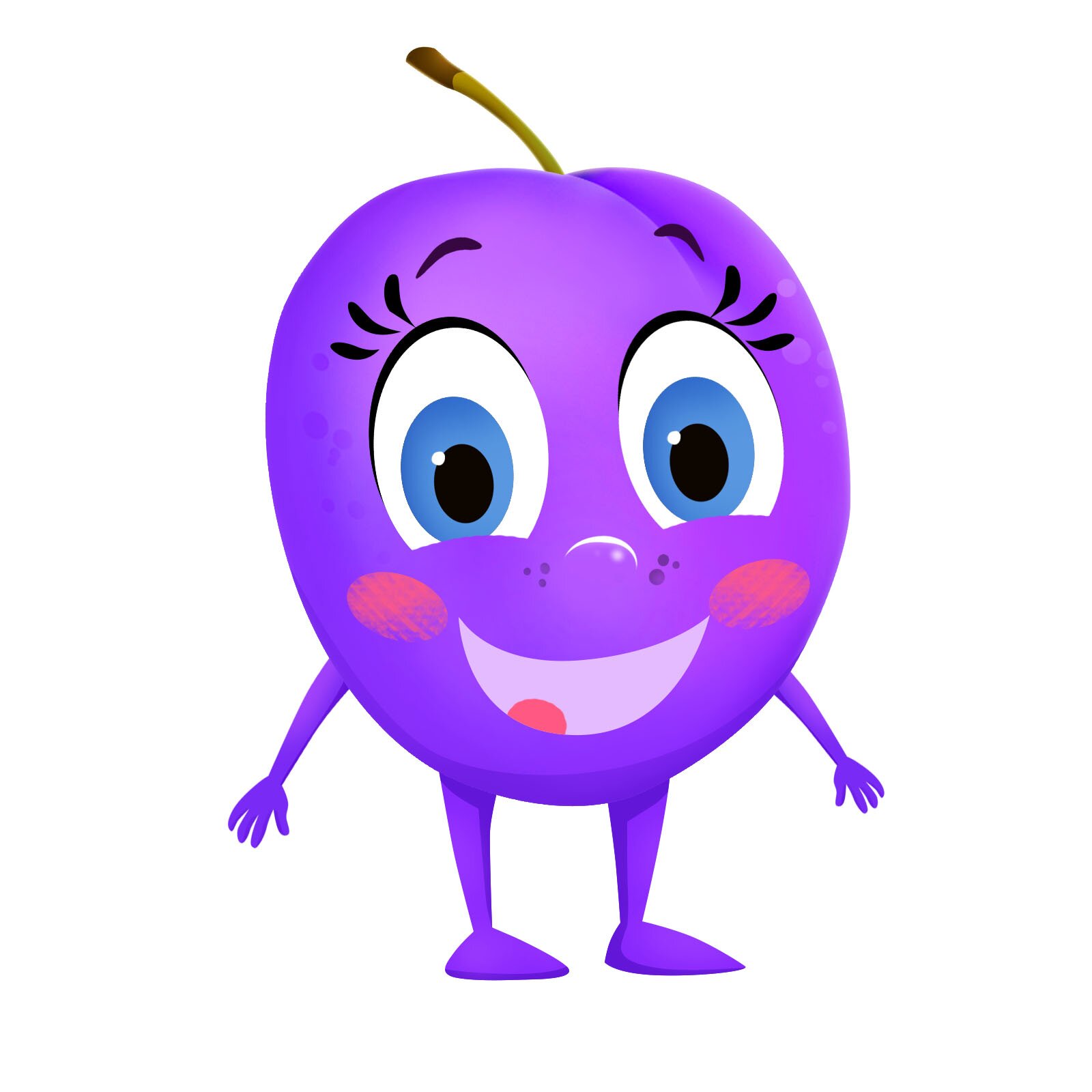 Ilustracja przedstawia uśmiechniętą śliwkę.