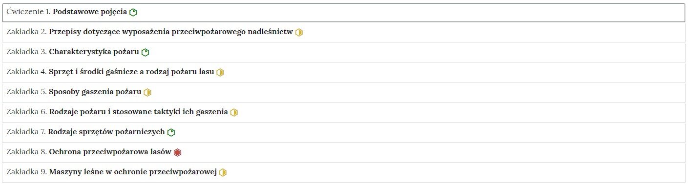 Grafika przedstawia widok ogólny harmonii z interaktywnymi materiałami sprawdzającymi. Jest to dziewięć ćwiczeń, które zawierają tytuł oraz poziom trudności. Ułożone są w harmonii.