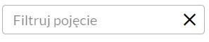 Przykładowy panel filtrowania pojęć. Jest to poziomy pasek, do którego wpisuje się dane pojęcie. Po prawej stronie wewnątrz paska znajduje się przycisk iks