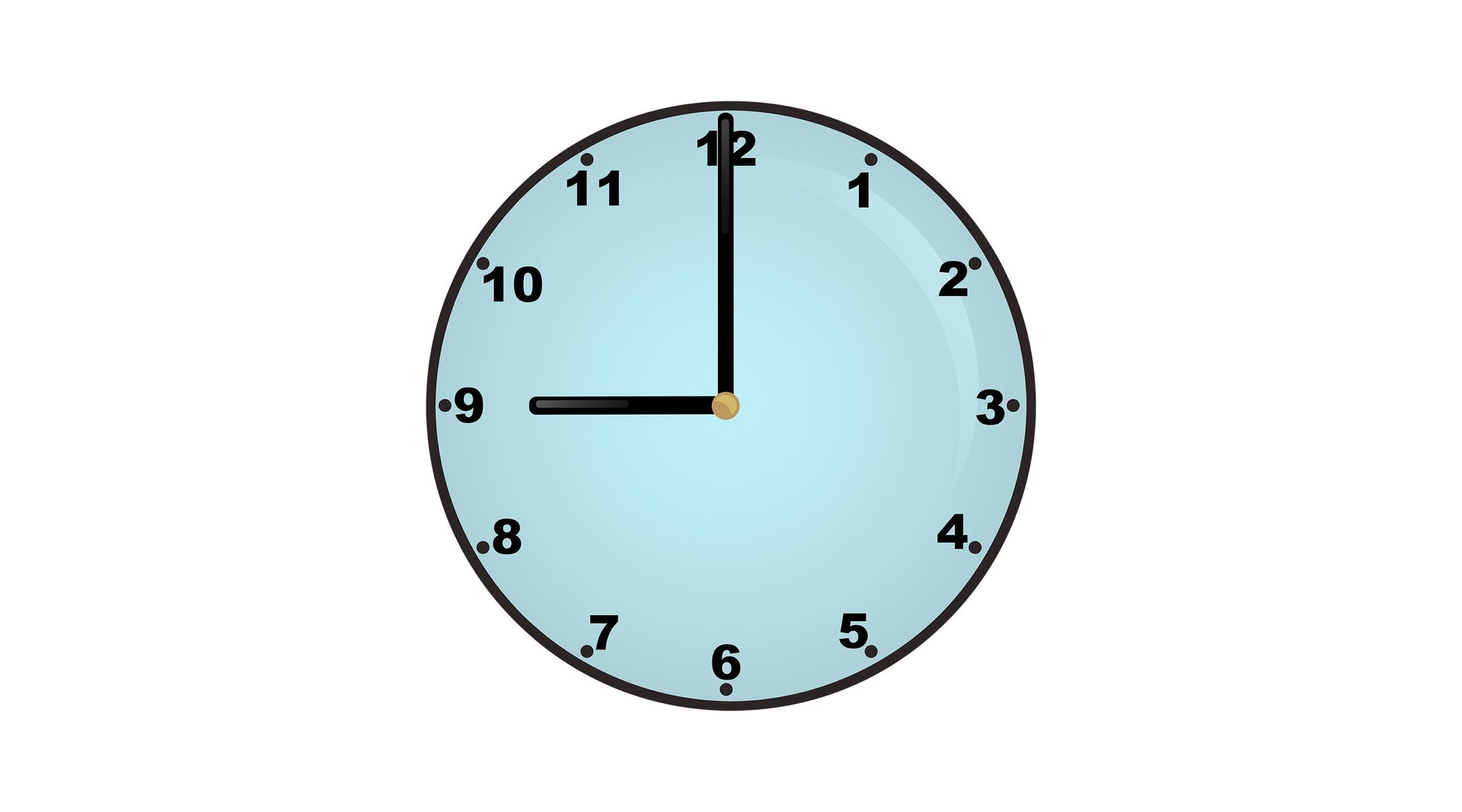 Na ilustracji znajduje się zegar, który wskazuje godzinę dziewiątą.