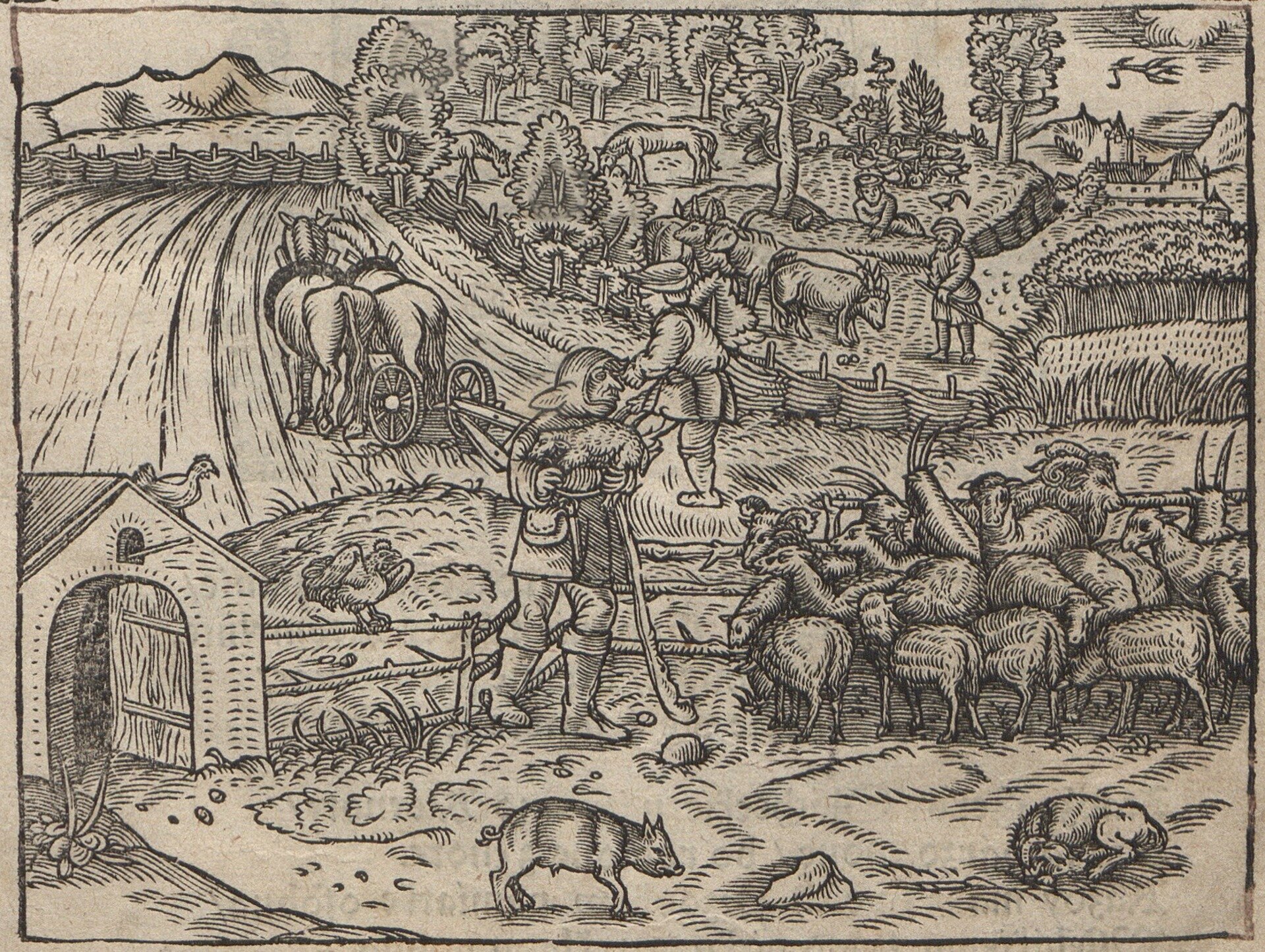 Ilustracja przedstawiająca Chłopów w pracy.