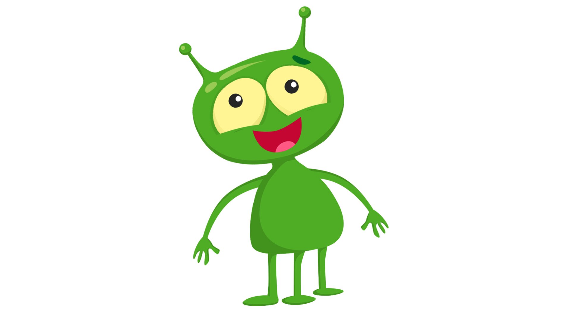 Ilustracja przedstawia zielonego ufoludka.