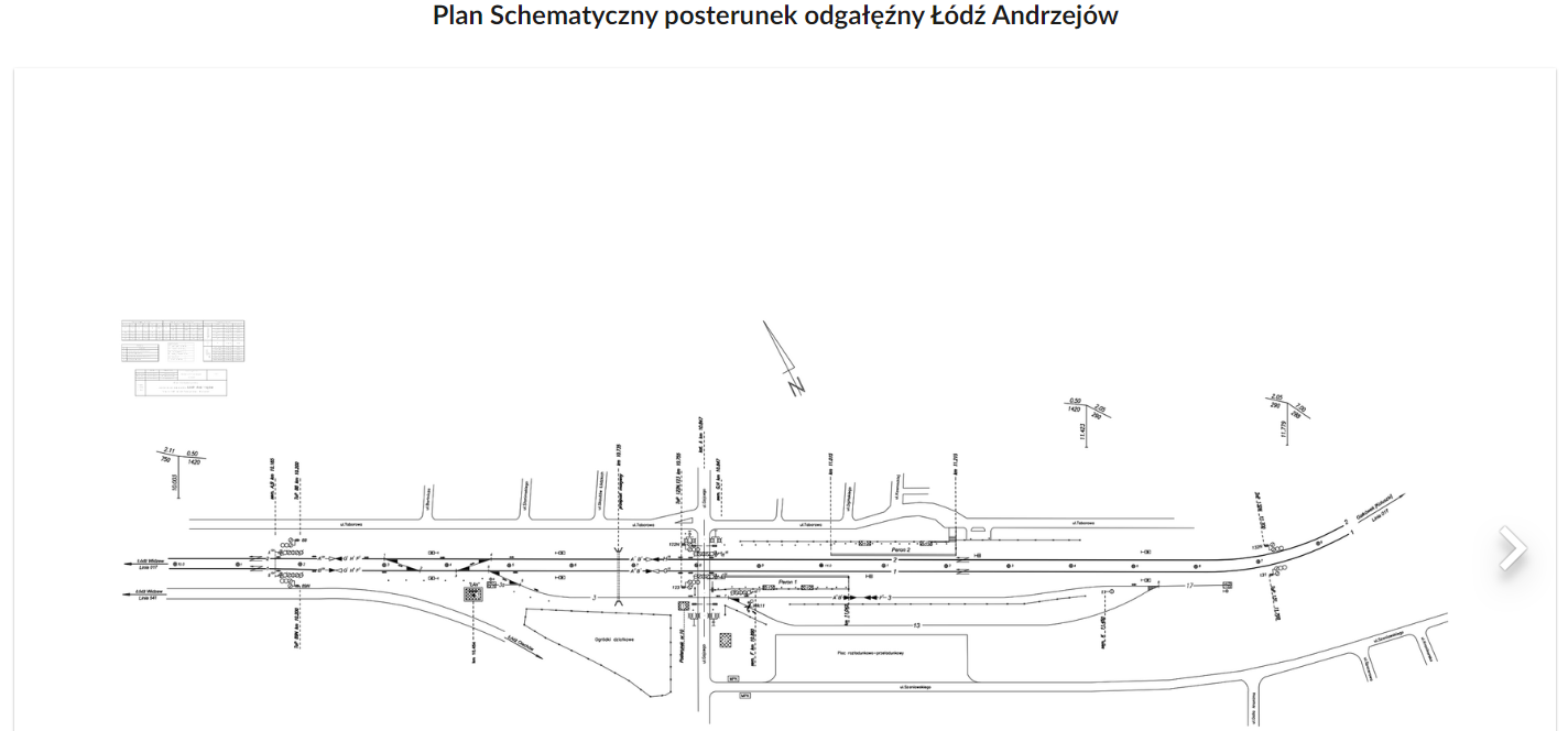 Ilustracja przedstawia przykładowy widok planu schematycznego jest to plan schematyczny posterunek odgałęźny Łódź Andrzejów.