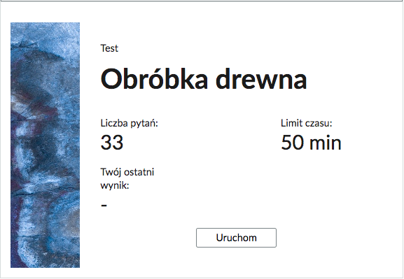 Przykładowy ekran początkowy testu