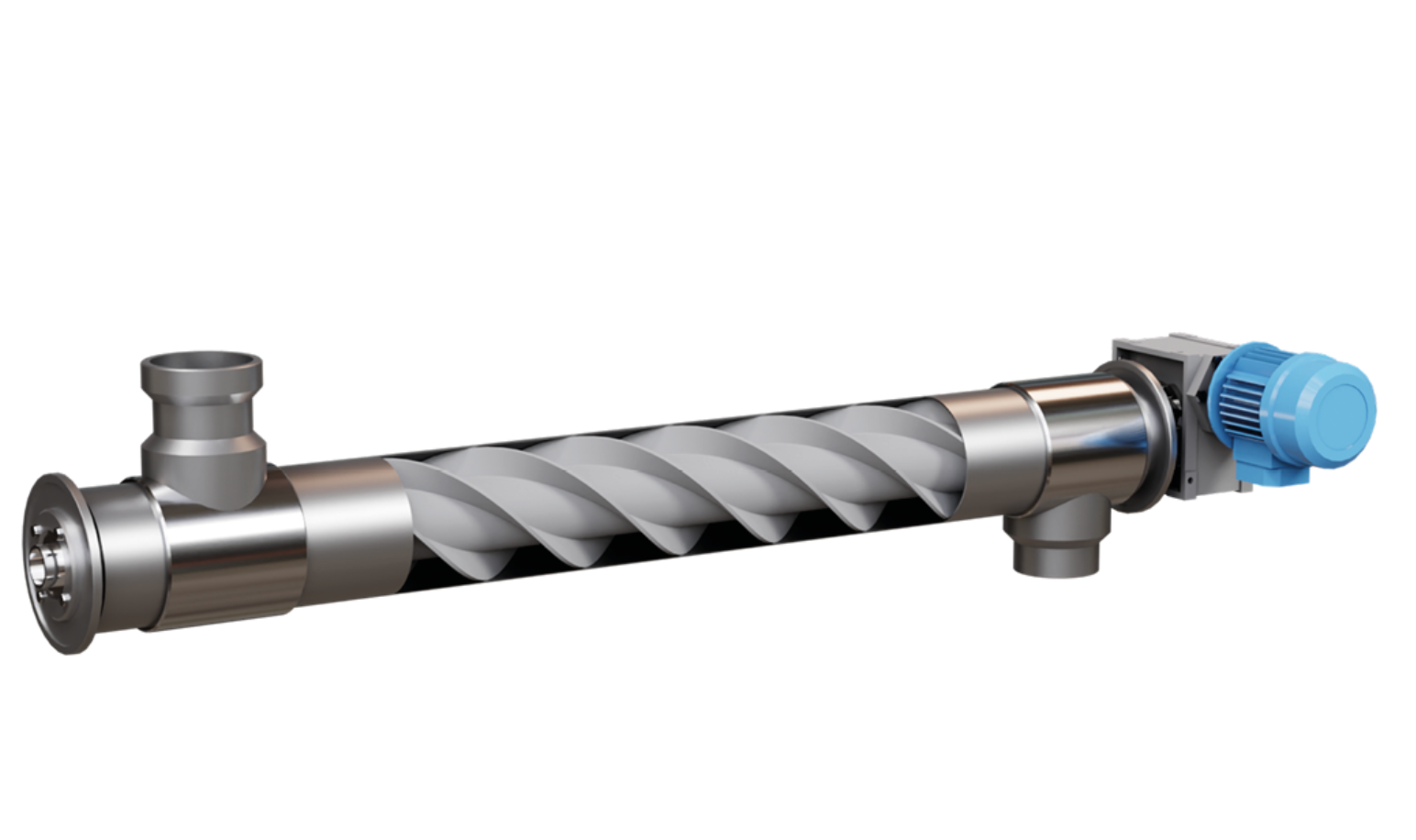 Ilustracja ukazuje przenośnik ślimakowy. Ma postać długiej śruby z wypustkami na początku i na końcu.