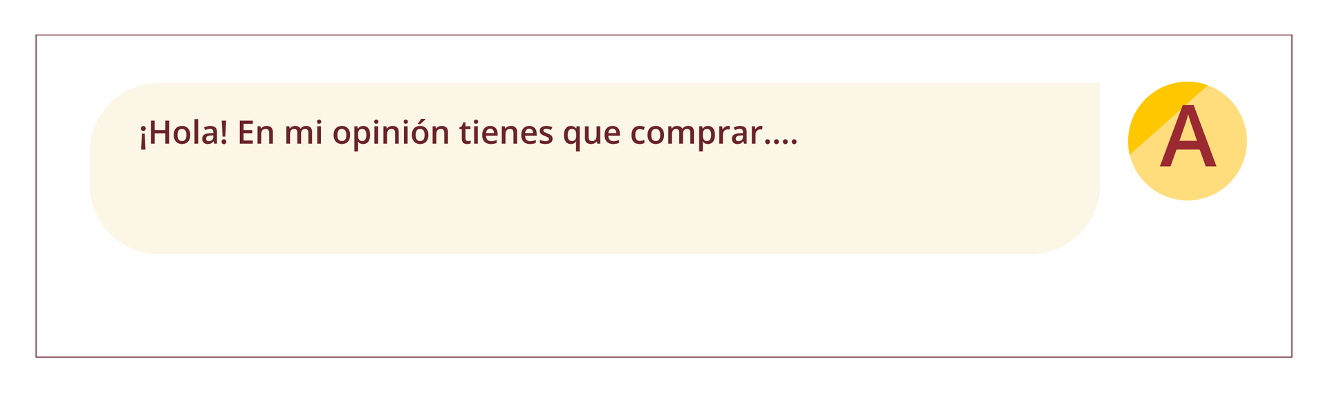 Na ilustracji widoczna jest wiadomość esemes. ¡Hola! En mi opinión tienes que comprar.....