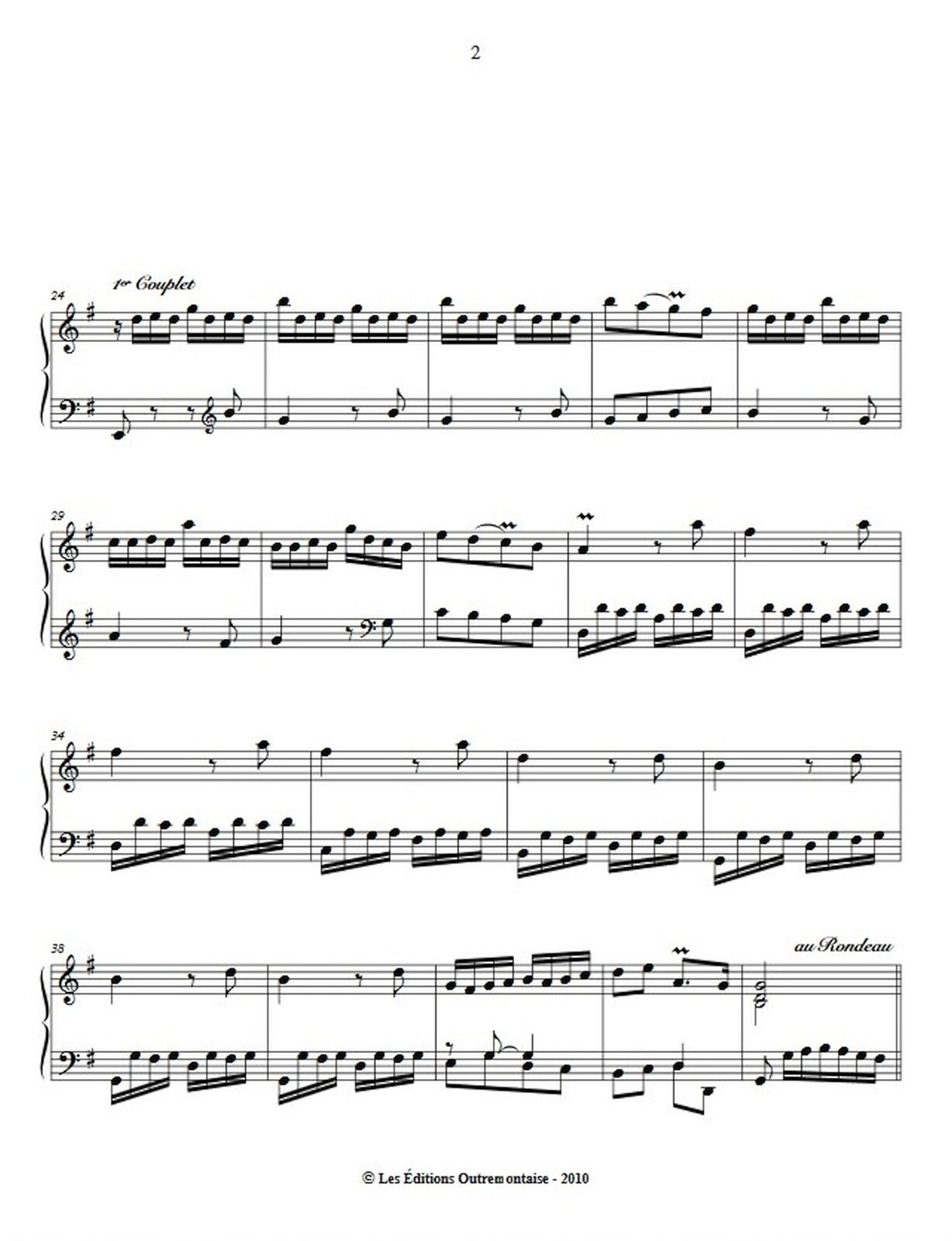 Zdjęcie przedstawia graficzny utwór muzyczny. Fotografia ukazuje czarną pięciolinię z nutami, na białej stronie utworu Louis‑Claude Daquin – „Kukułka”.