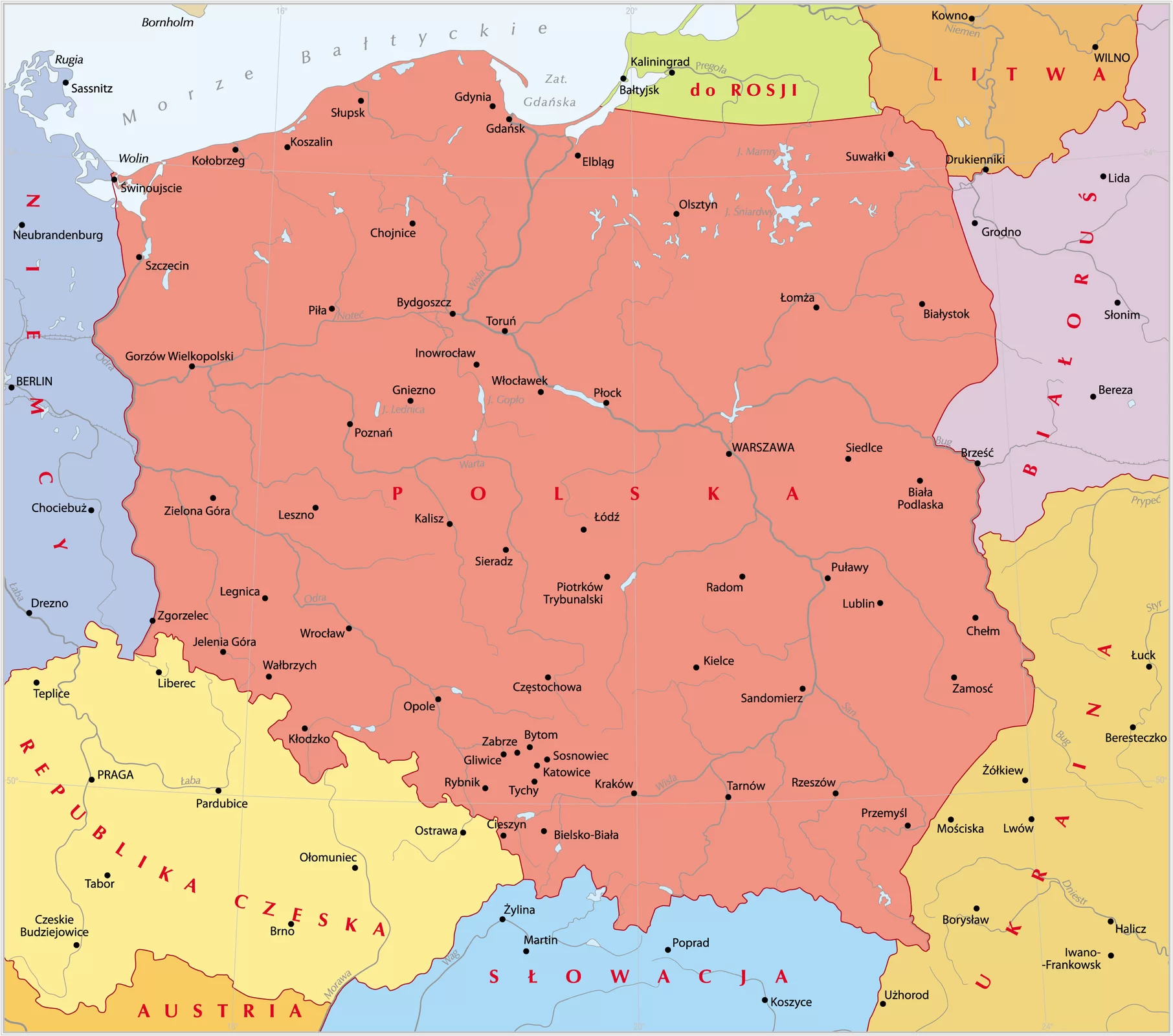Kliknij, aby powiększyć. Na ilustracji mapa współczesnej Polski