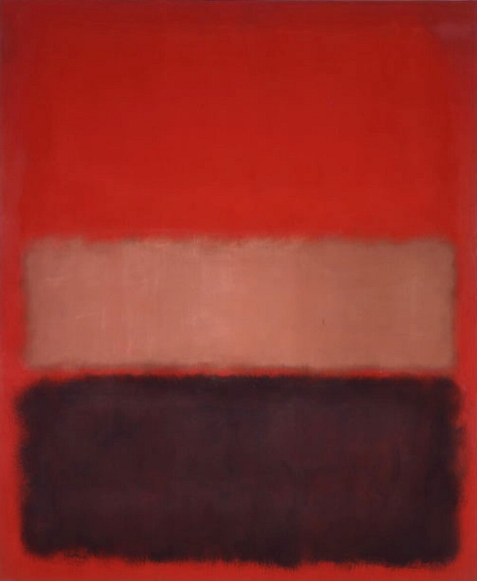 Ilustracja przedstawia dzieło Marka Rothko pt. „No. 46”. Obraz powstał w 1957 roku. Głównym elementem obrazu jest intensywne, czerwone tło. Umieszczone są na nim dwa szerokie, poziome pasy. W centralnym punkcie obrazu widzimy pas w kolorze białym. Poniżej znajduje się pas w kolorze czarnym. Pierwszy element jest znacznie węższy od drugiego. Cechami charakterystycznymi dla twórczości Marka Rothko jest stosowanie intensywnych barw na dużych płaszczyznach obrazu, tzw. "color field".