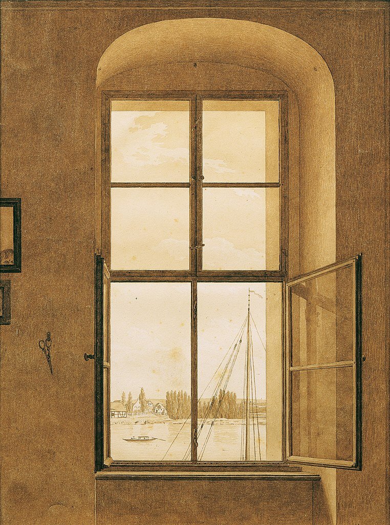 Caspar David Friedrich, Widok z okna pracowni artysty, ok. 1805
