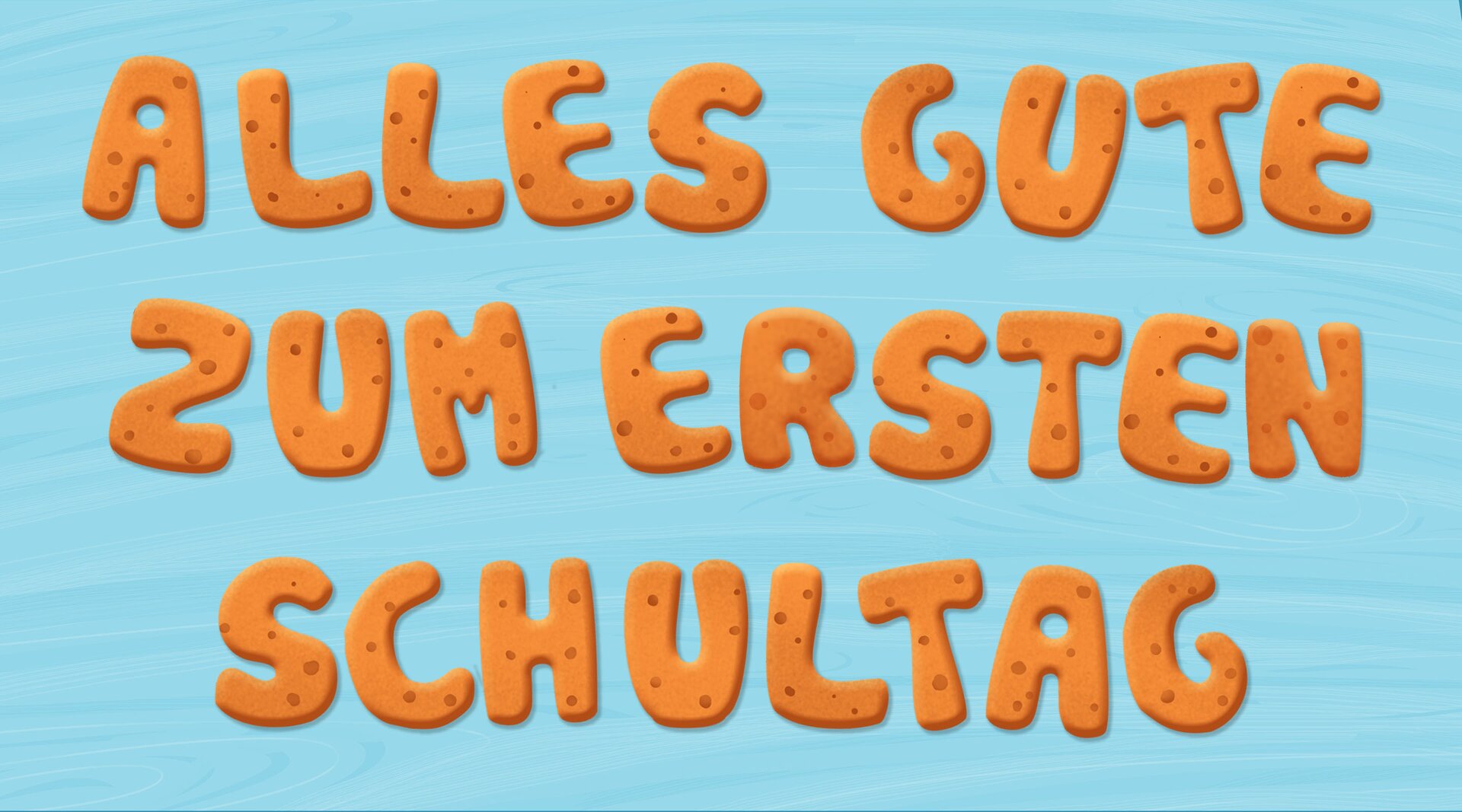 Ilustracja przedstawia napis   Alles gute zum ersten Schultag