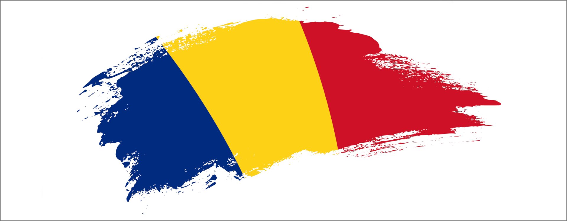 Ilustracja przedstawia flagę Rumunii, która składa się z trzech pasów pionowych w kolorach: ciemnoniebieskim, żółtym, czerwonym.