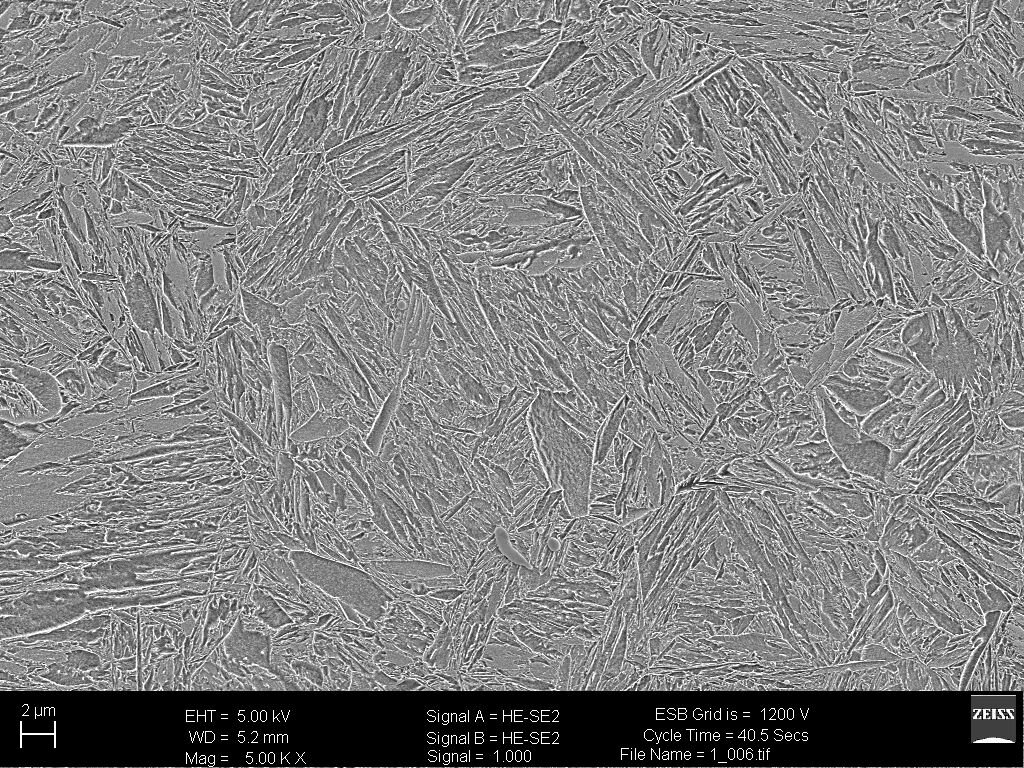 Mikrostruktura martenzytyczna
Zdjęcie wykonane na mikroskopie SEM