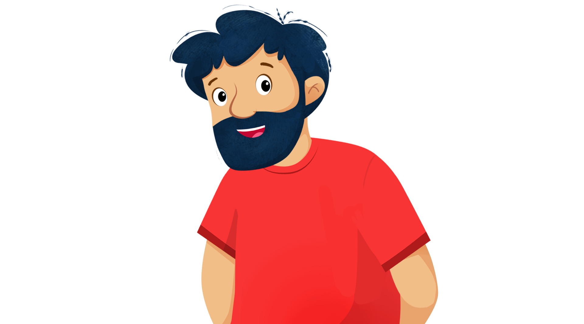 Ilustracja przestawia uśmiechniętego tatę z gęstą brodą.