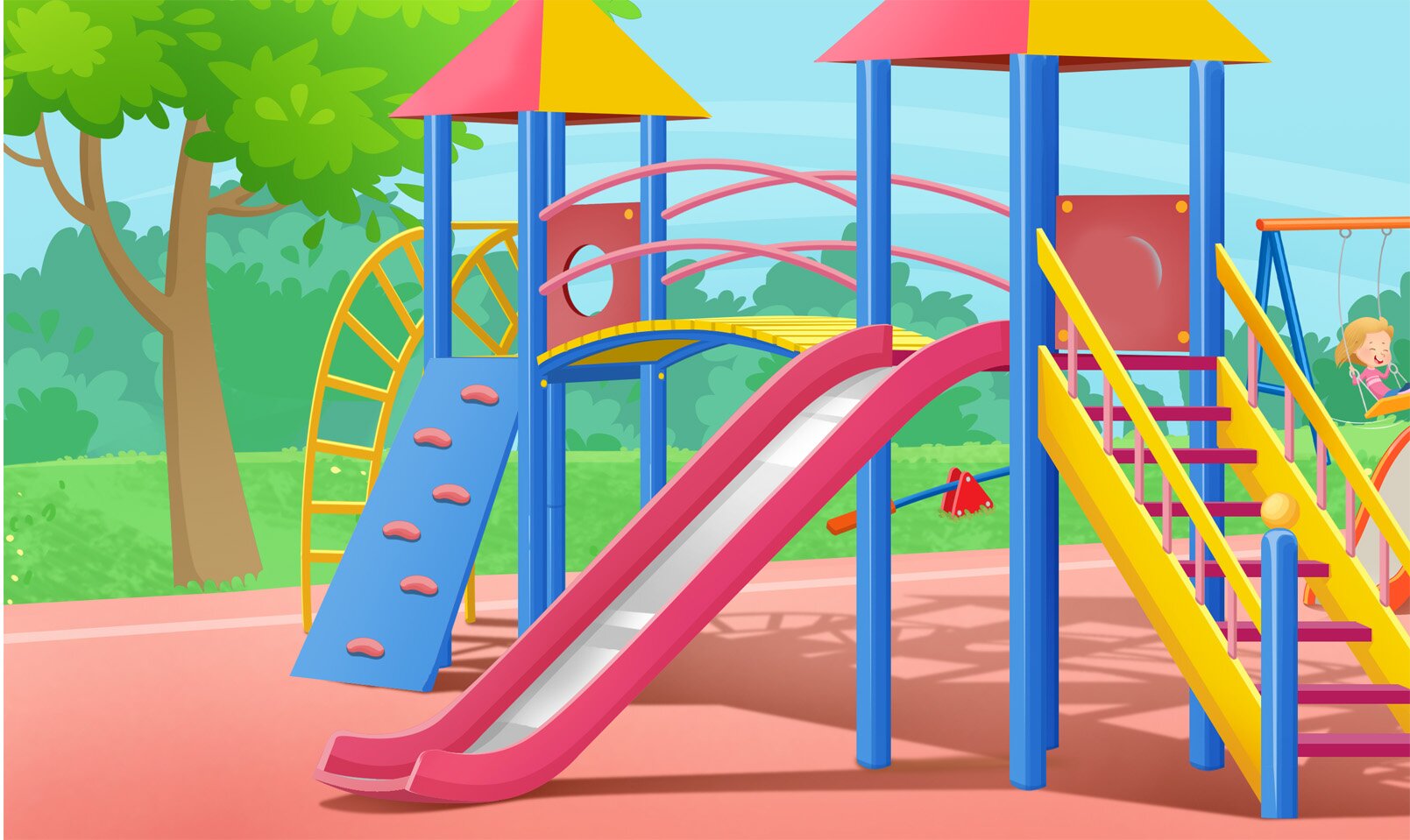 Ilustracja przedstawia plac zabaw
