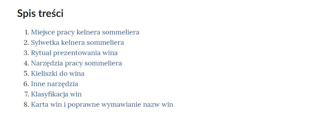 Grafika przedstawia widok spisu treści sekwencji filmowych.