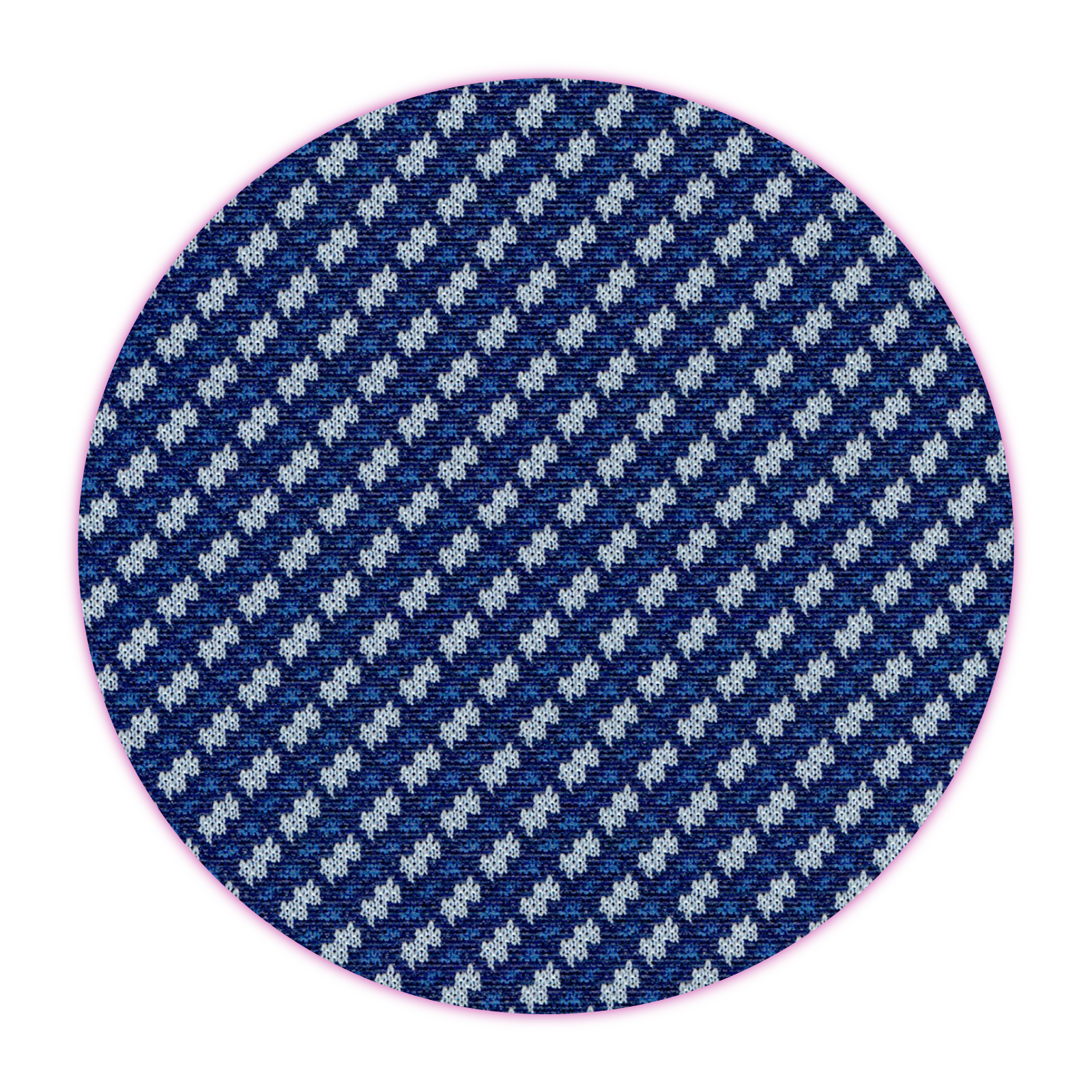 Zdjęcie przedstawia materiał w biało‑niebieski wzór.