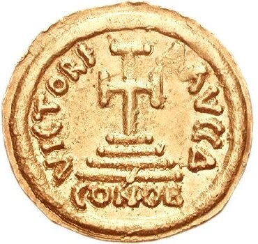 Ilustracja przedstawia drugą stronę monety — rewers — na której uwidoczniony jest krzyż i napisy.