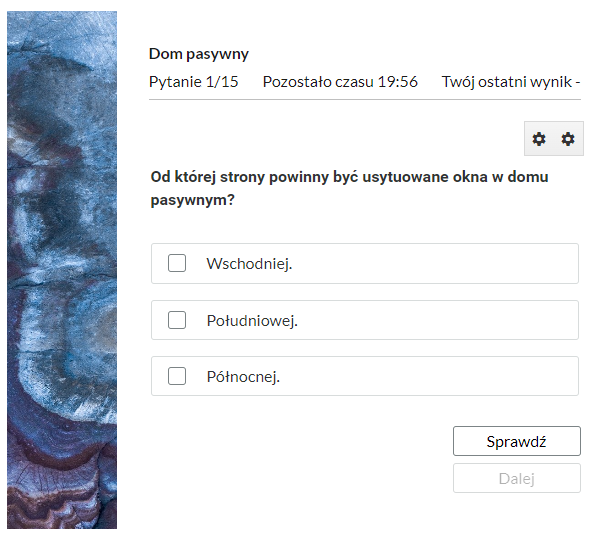 Przykładowy ekran pytania testowego