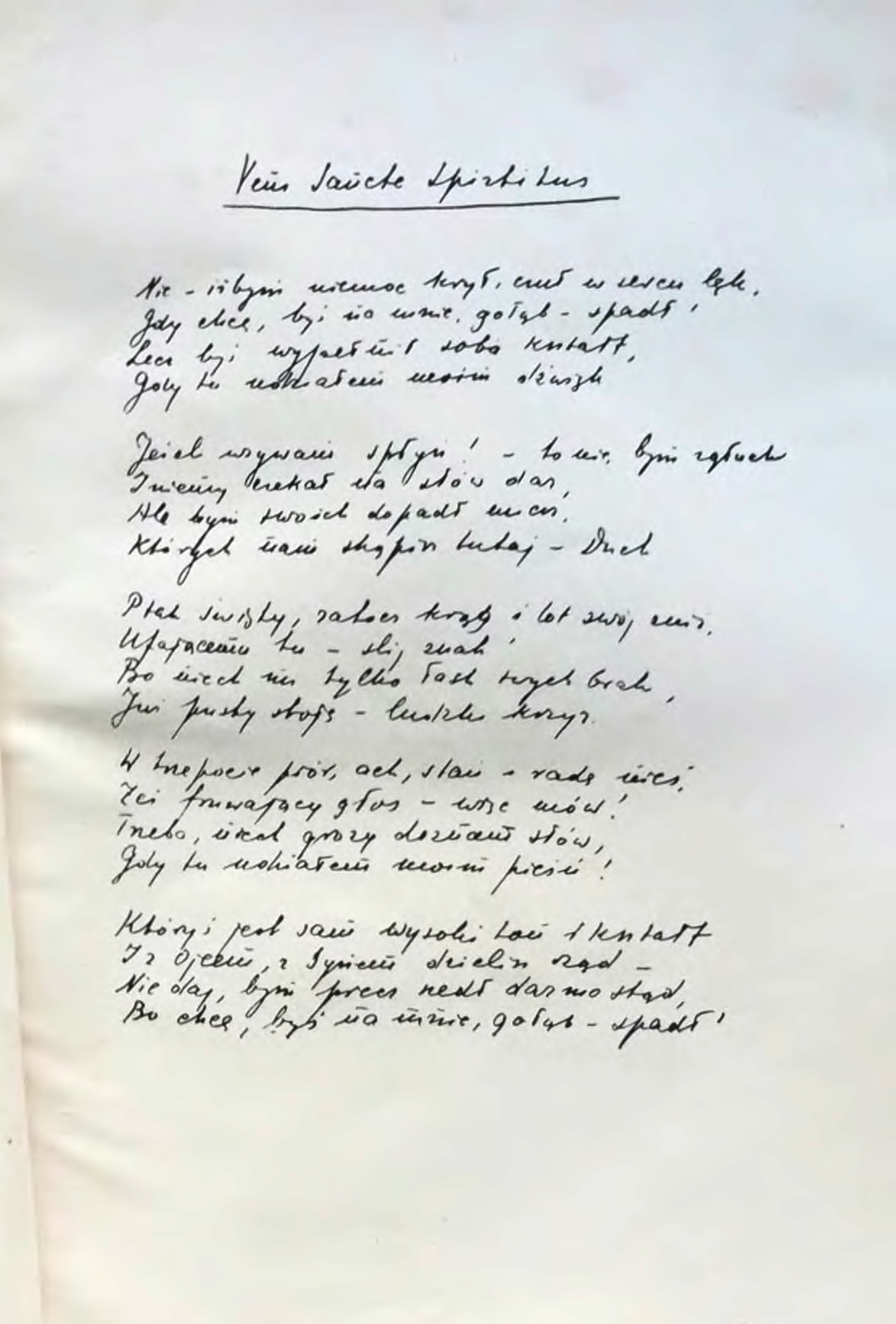 Zdjęcie przedstawia rękopis wiersza.
