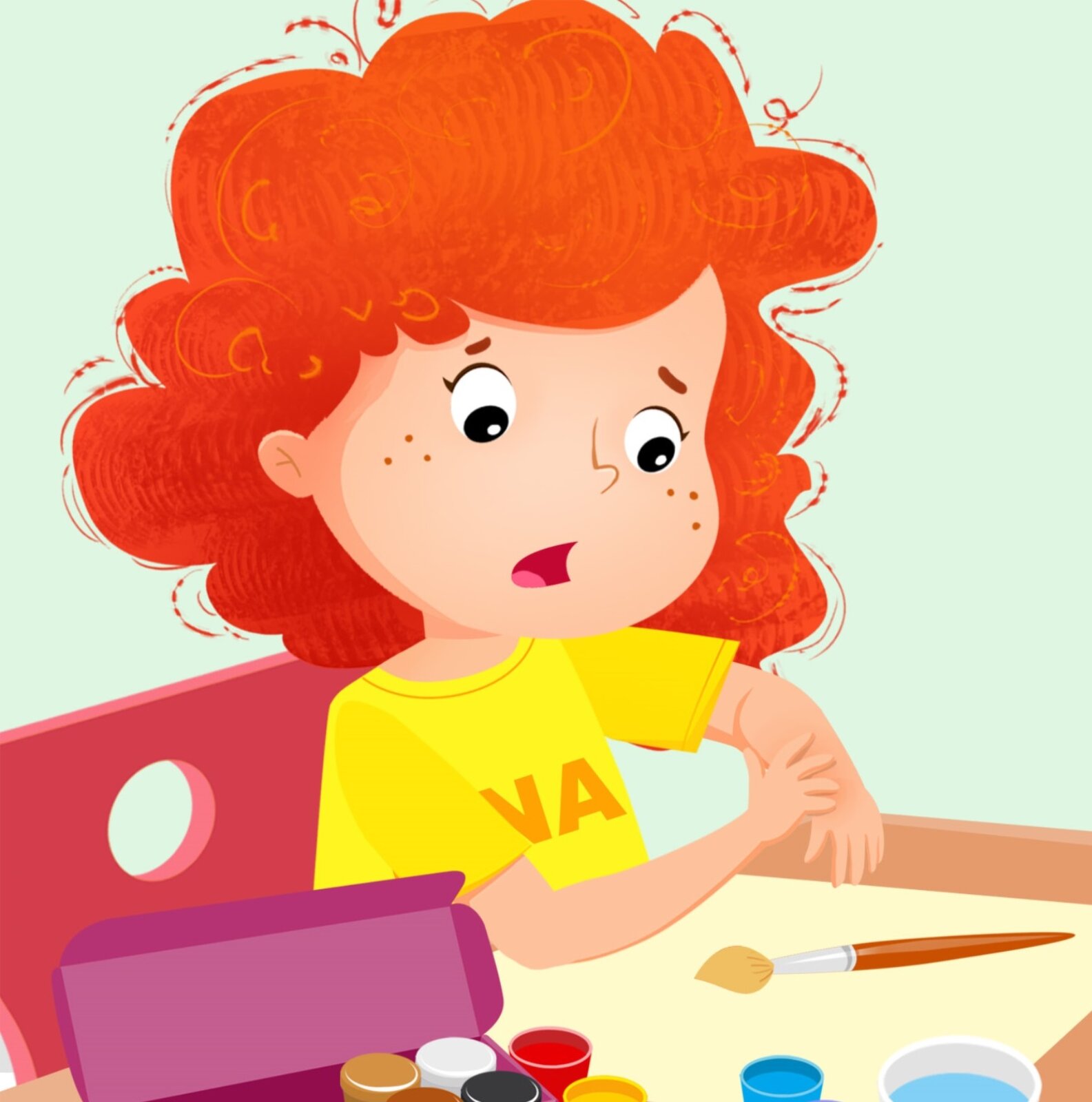 Ilustracja przedstawia Linę. Dziewczynka trzyma się za rękę.