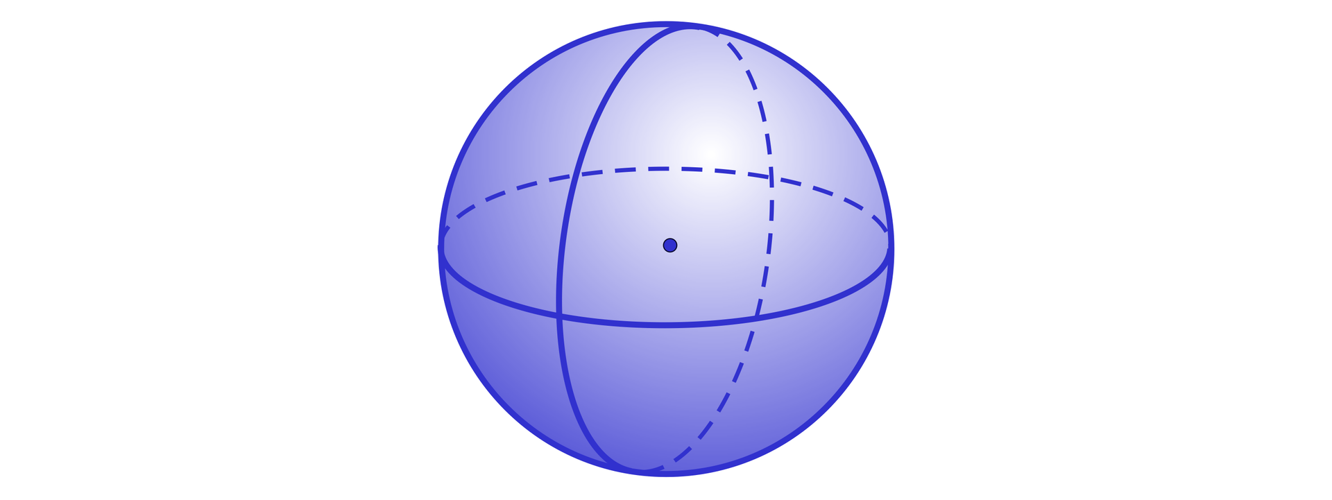 Ilustracja przedstawia kulę z zaznaczonymi dwie średnicami wewnątrz bryły.