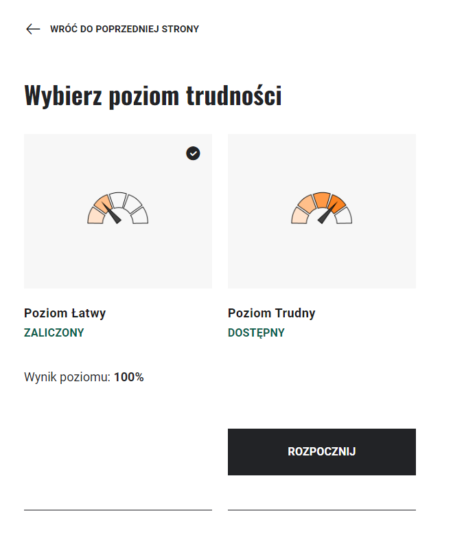 Przykładowy ekran wyboru misji w grze