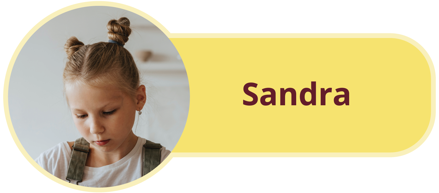 Ilustracja przedstawiająca zdjęcie dziewczynki i podpis Sandra
