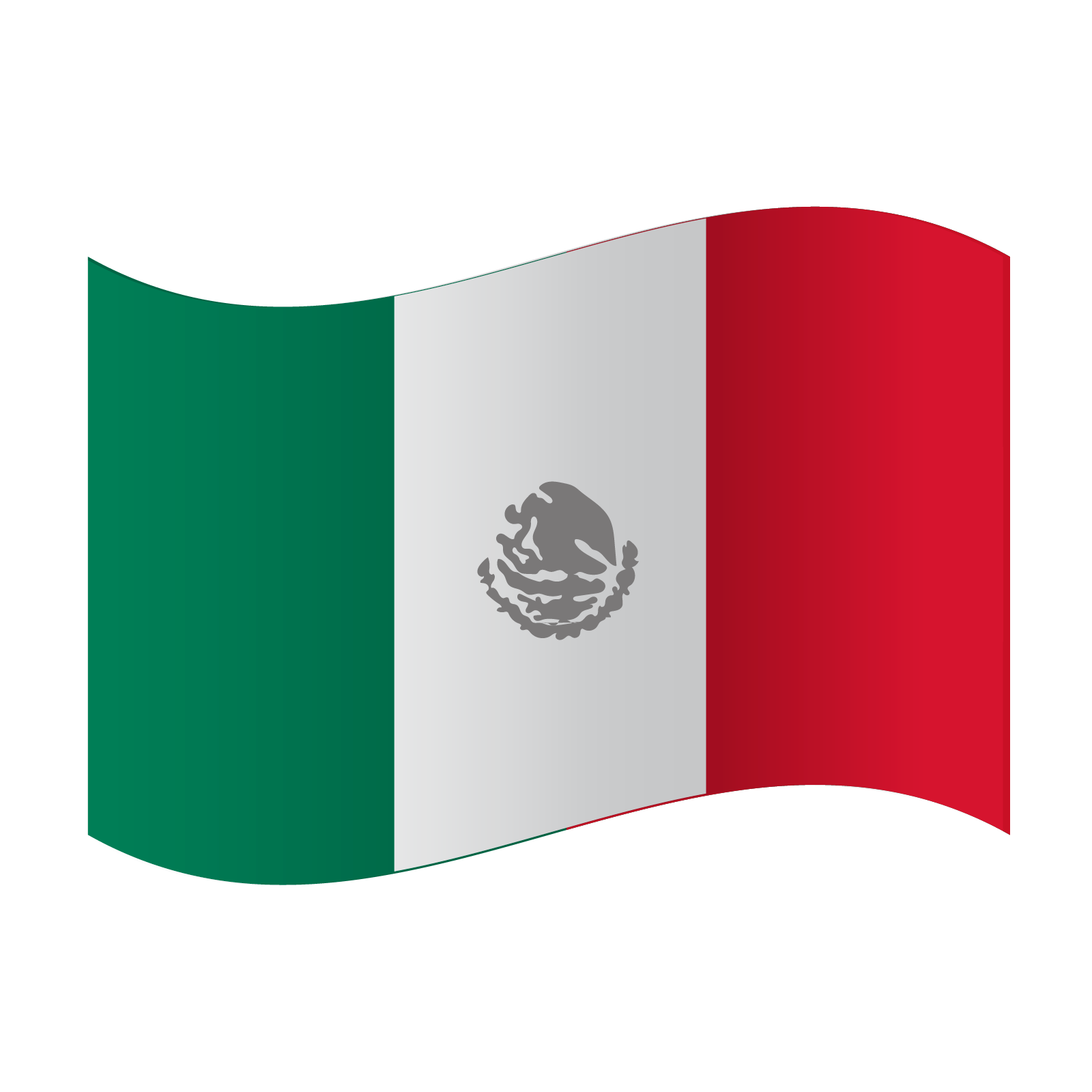 Ilustracja przedstawia flagę Meksyku, składającą się z trzech pasów pionowych w kolorach zielonym, białym i czerwonym. Na pasku w kolorze białym widoczny jest wizerunek orła siedzącego na opuncji i pożerającego grzechotnika. 