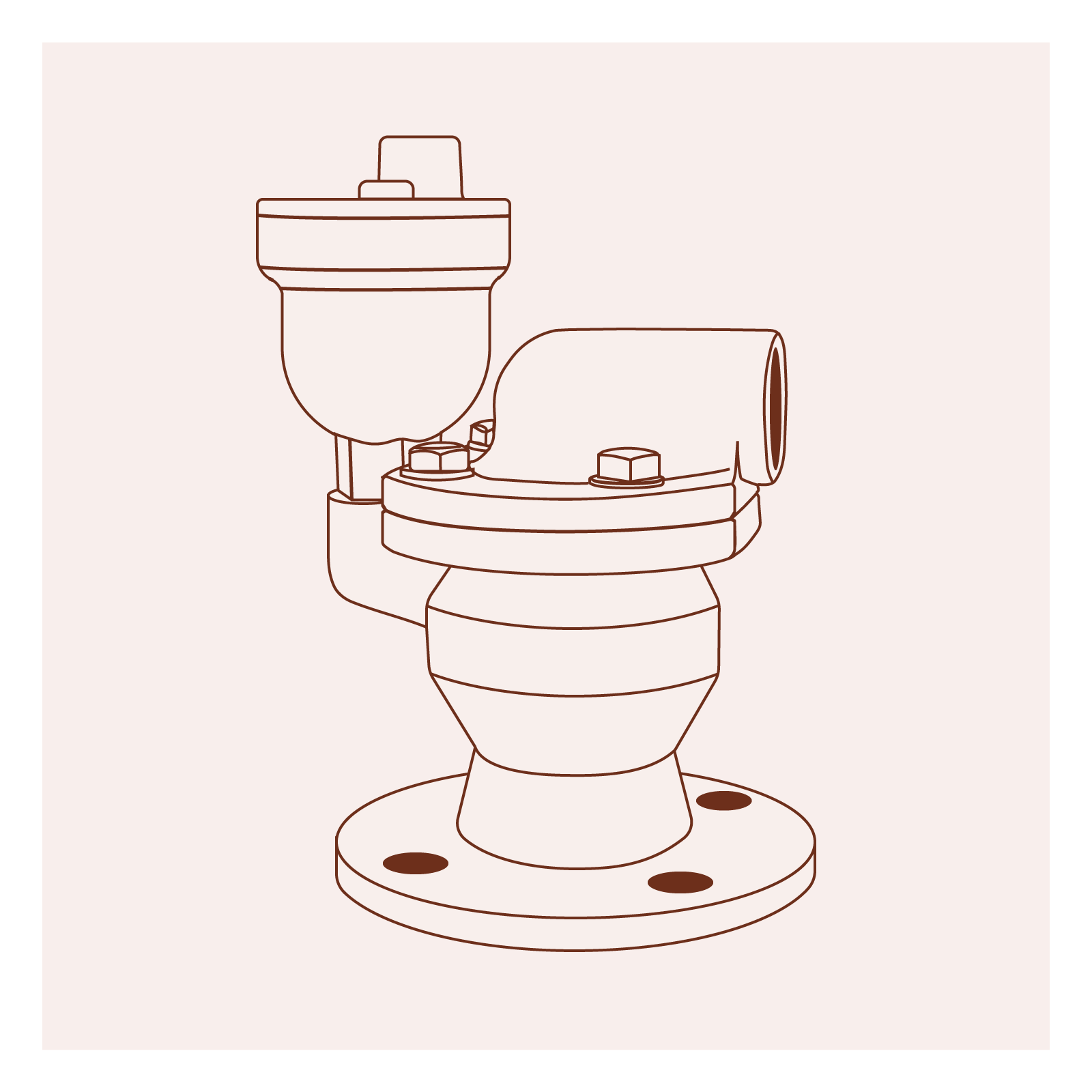Grafika przedstawia zawór odpowietrzający. Widoczny jest przedmiot umieszczony na tarczy w poziomie, z której wychodzi kulisty element element na stopce. Na nim znajduje się poziomo usytuowana tarcza z walcowatą rurką z otworem. W tylnej części widoczny jest kielichowaty element przytwierdzony l‑kształtną rurką do kulistego elementu.
Opisy obiektów prezentowanych na grafikach są załączone w treści atlasu.