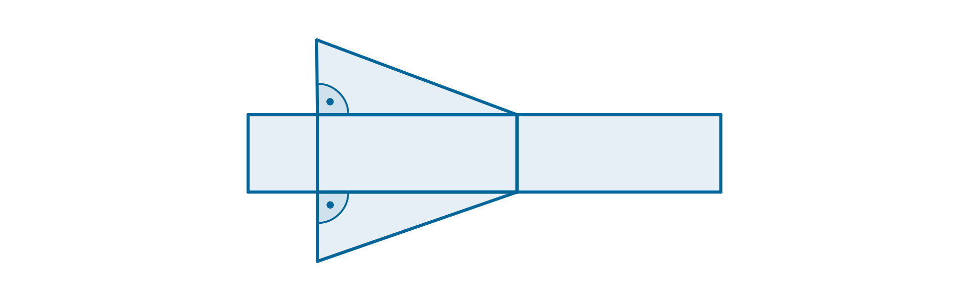 Rysunek siatki graniastosłupa o podstawie trójkąta prostokątnego.
