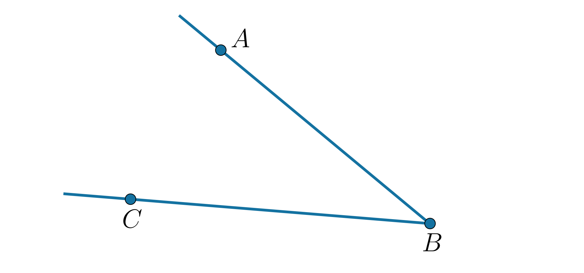 Ilustracja przedstawiająca kąt A B C.