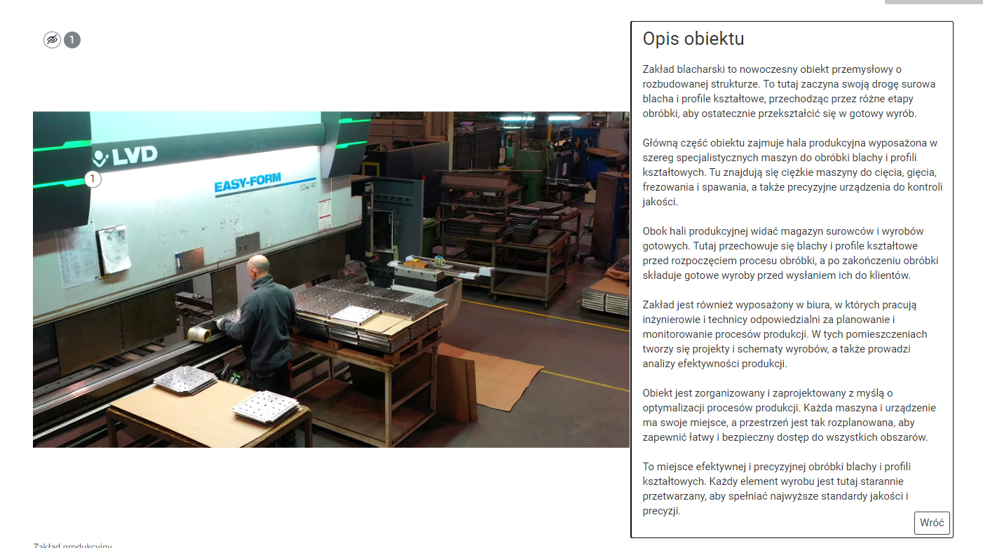 Przykładowy wygląd galerii zdjęć z klikniętym znacznikiem