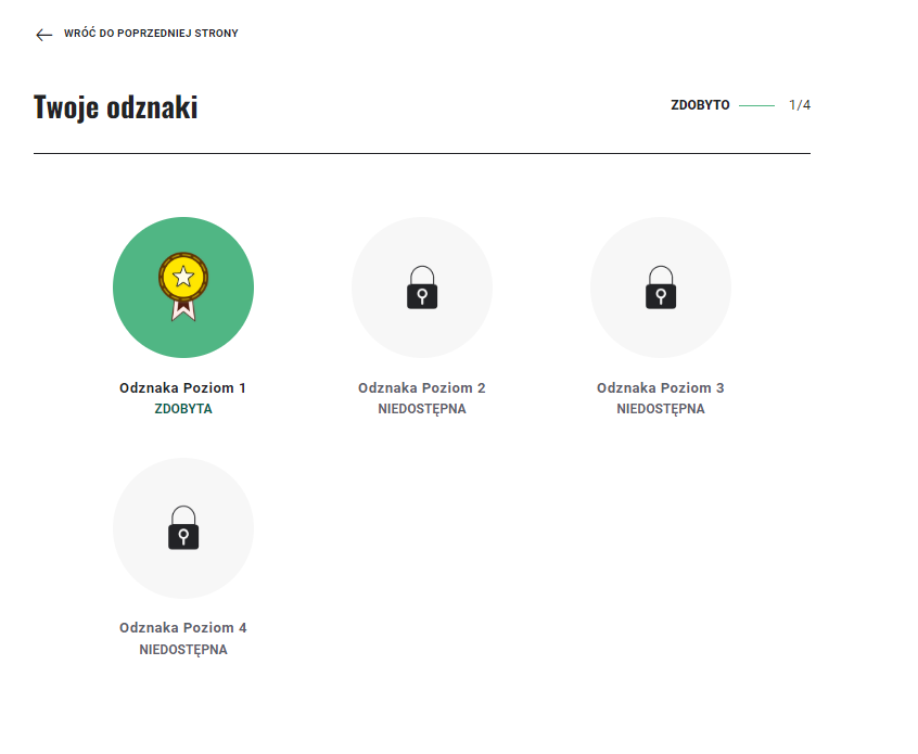 Zdobyte odznaki w grze