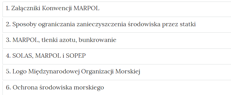 Zdjęcie przedstawia przykładowy wygląd zakładek zawierających interaktywne materiały sprawdzające. Składają się one z prostokątnych paneli umieszczonych jeden pod drugim. Każdy panel posiada numer oraz tytuł, który nawiązuje do zawartego w nim zadania.