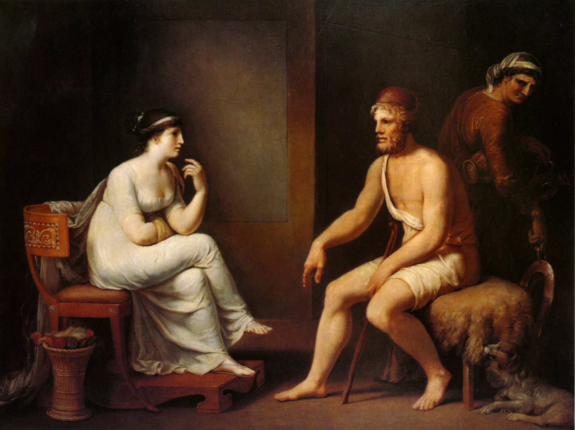 Odyseusz i Penelopa Źródło: Johann Heinrich Wilhelm Tischbein, Odyseusz i Penelopa, 1802, olej na płótnie, domena publiczna.
