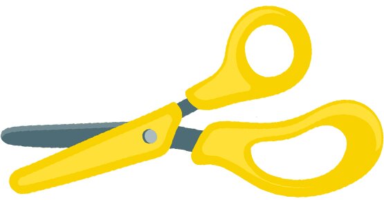 Ilustracja przedstawia żółte nożyczki.