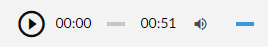 Ilustracja przedstawia pasek playera. Widoczne są ikonki play i głośnika oraz czas trwania nagrania.