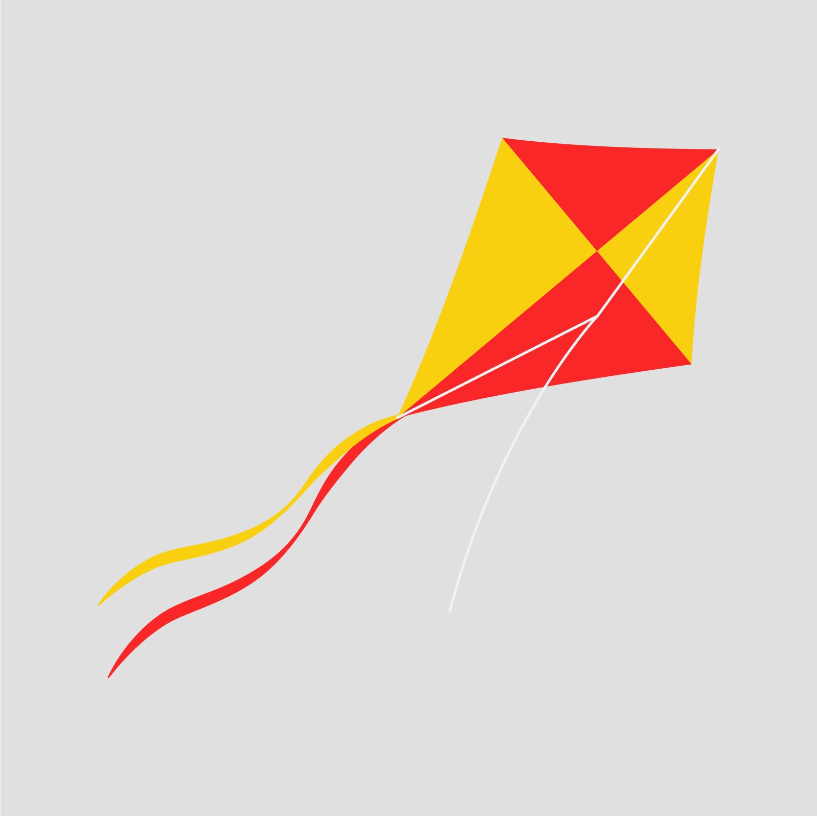 Ilustracja przedstawia żółto‑czerwony latawiec.