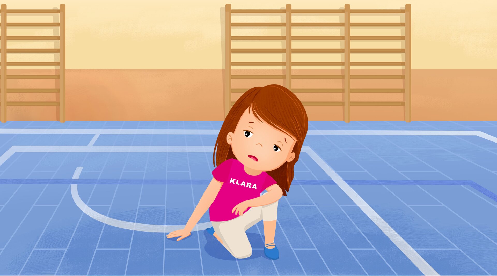 Na ilustracji znajduje się zmęczona dziewczynka.