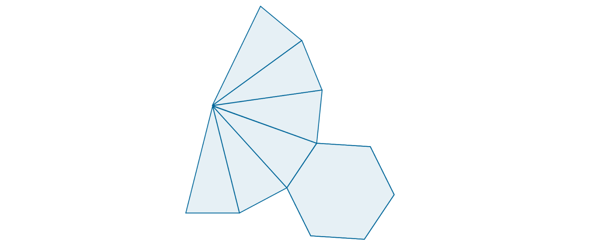 Ilustracja przedstawia siatkę ostrosłupa o podstawie sześciokąta.