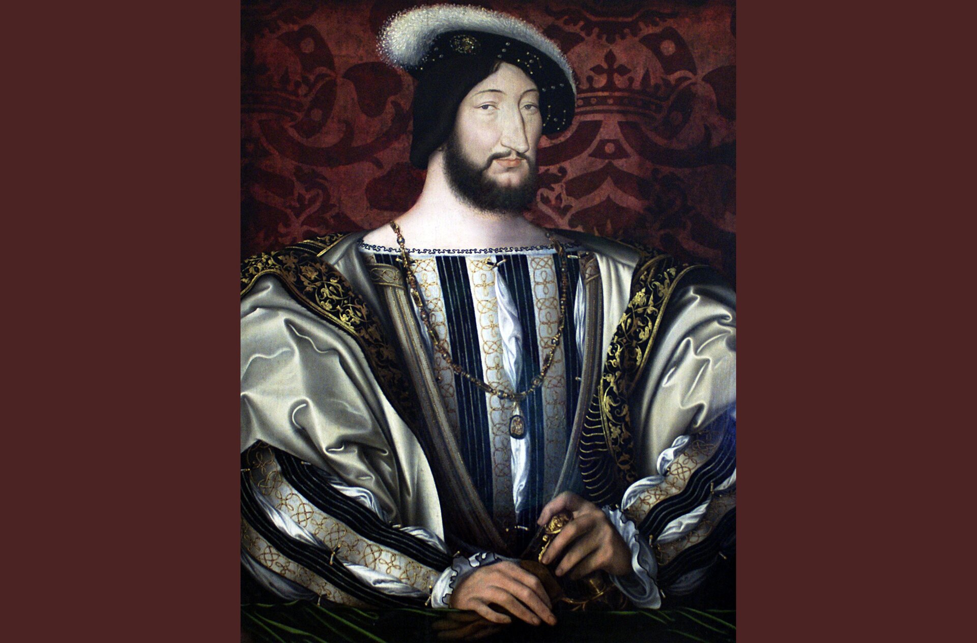 Grafika przedstawia portret Franciszka pierwszego.