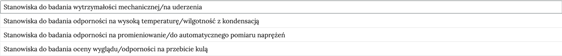 Przykładowy widok przedstawiający stanowiska do badań szkła i wyrobów ze szkła
