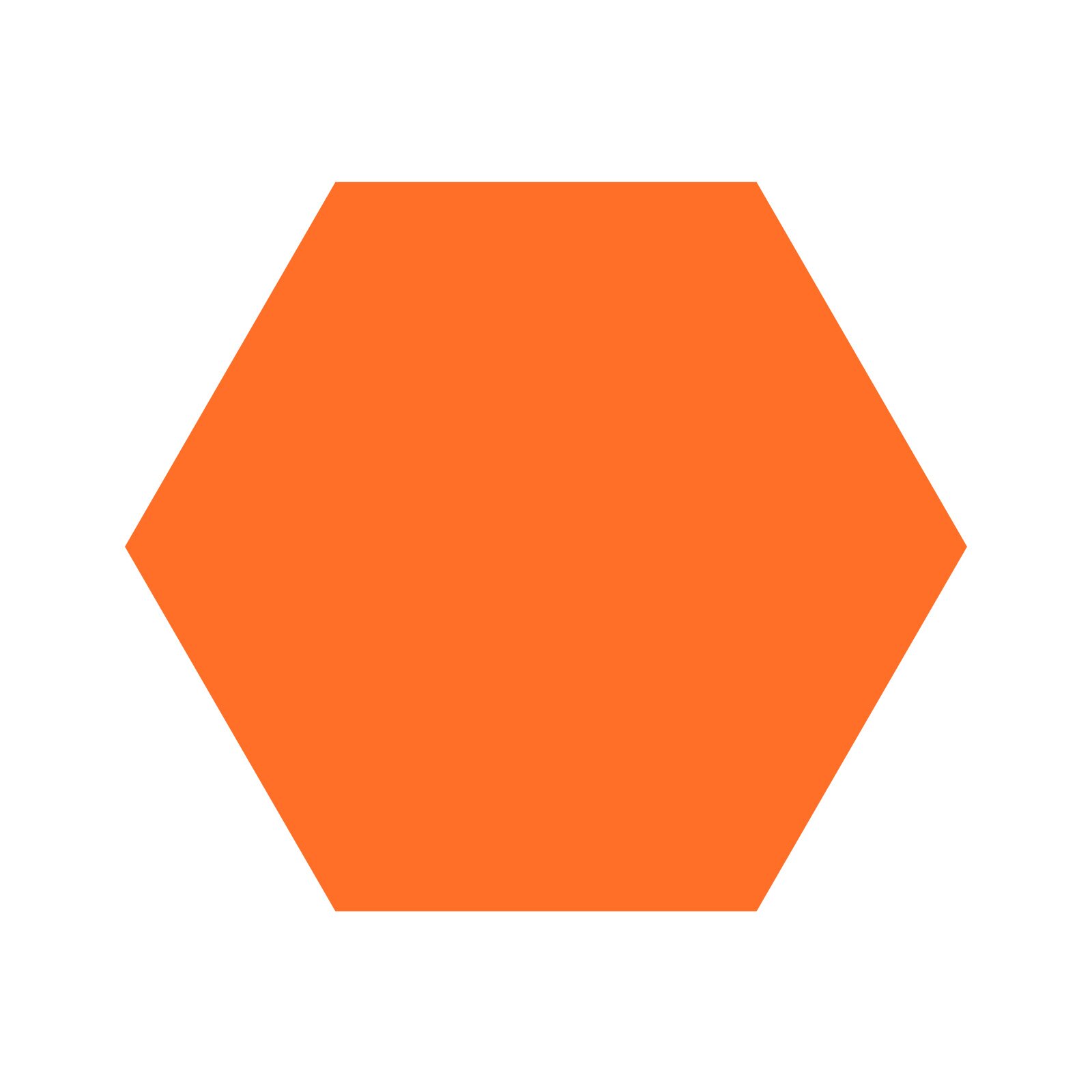 Ilustracja przedstawia pomarańczowy sześciokąt.