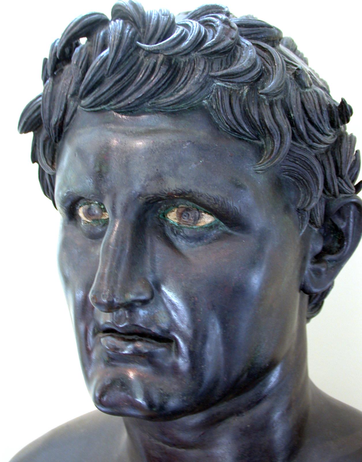 Zdjęcie przedstawia popiersie mężczyzny w średnim wieku z falowanymi włosami. Długi, prosty nos oraz wydatne usta. 